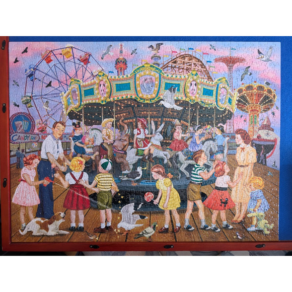 Rosiland Solomon Carousel Party 1000 Piece Jigsaw Puzzle KI Puzzles COMPLETE - Picture 3 of 3